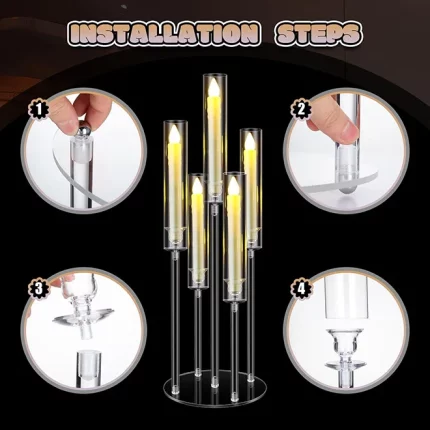Dropship Simple Modern Acrylic Candle Holder Clear Candelabra Centerpieces for Wedding Living Room Dinner Table Christmas Decor
