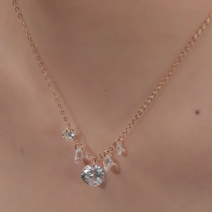 New 14K Gold Filled Jewelry Gold Choker Necklace Zircon Pendant Bling Jewelry Women Necklace