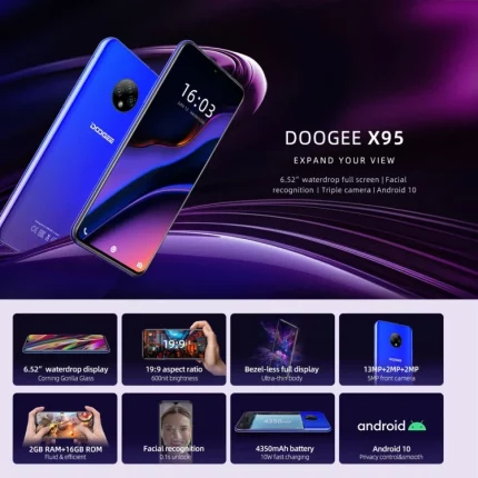 Dropshipping DOOGEE X95 2GB+16GB 6.52 Inch Mobile Phones 4G Android 10 Smartphones